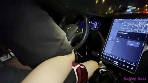 Best Sexy Cute Petite Teen Bailey Base fucks tinder date in his Tesla while driving - 4k clips Videos